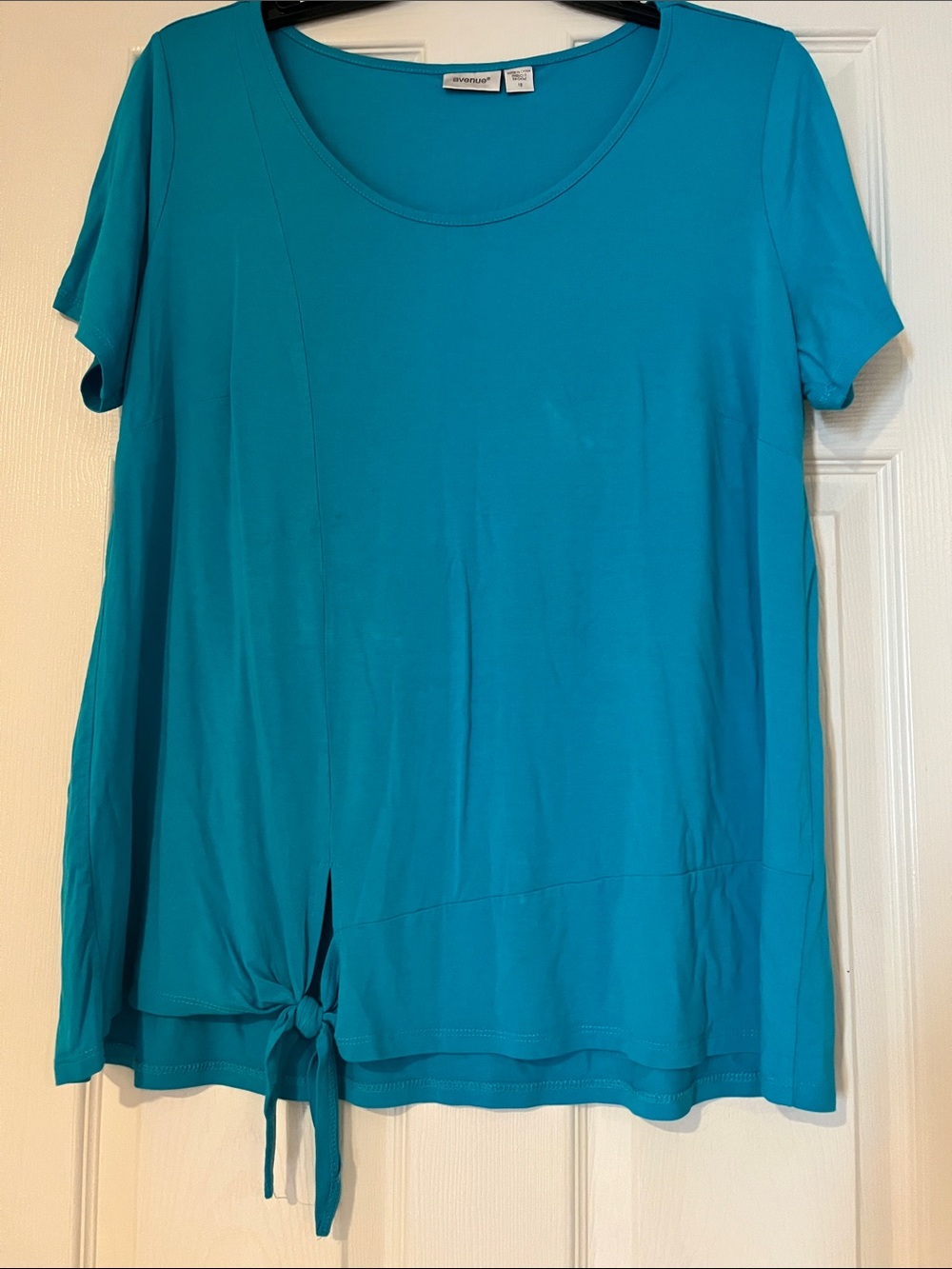 Avenue Turquoise Short-Sleeve Tie-Front Tee
